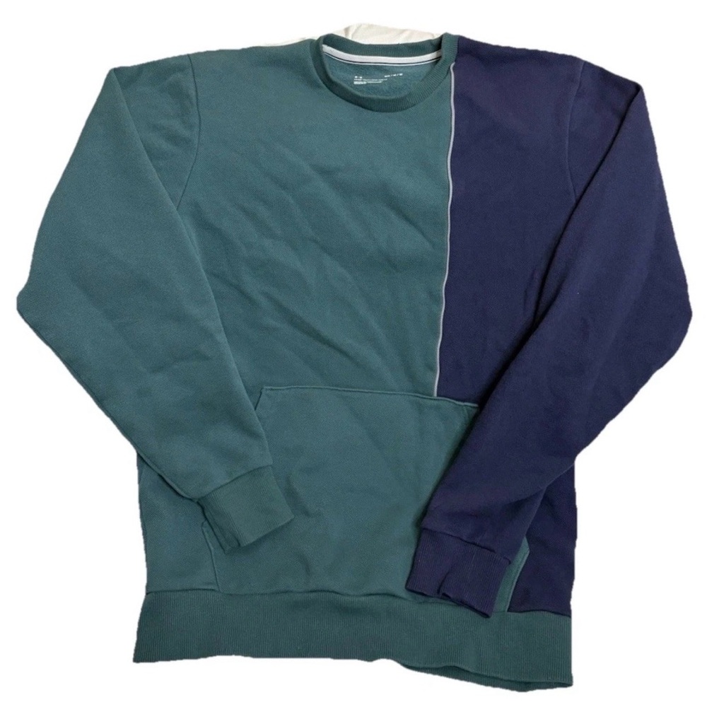 Under Armour Sweatshirt Mens M Blue Colorblock Loose Crew Knit